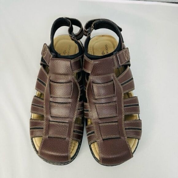 Men's Dockers Dark Brown Leather Sandals Size 13 Excellent -worn one time - Picture 6 of 7